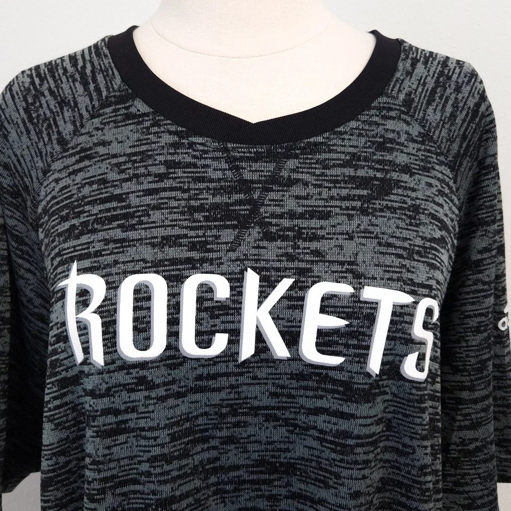 Adidas Houston Rockets Gray Black Space-Dye Striped Shirt / NBA Jersey- Mens XL